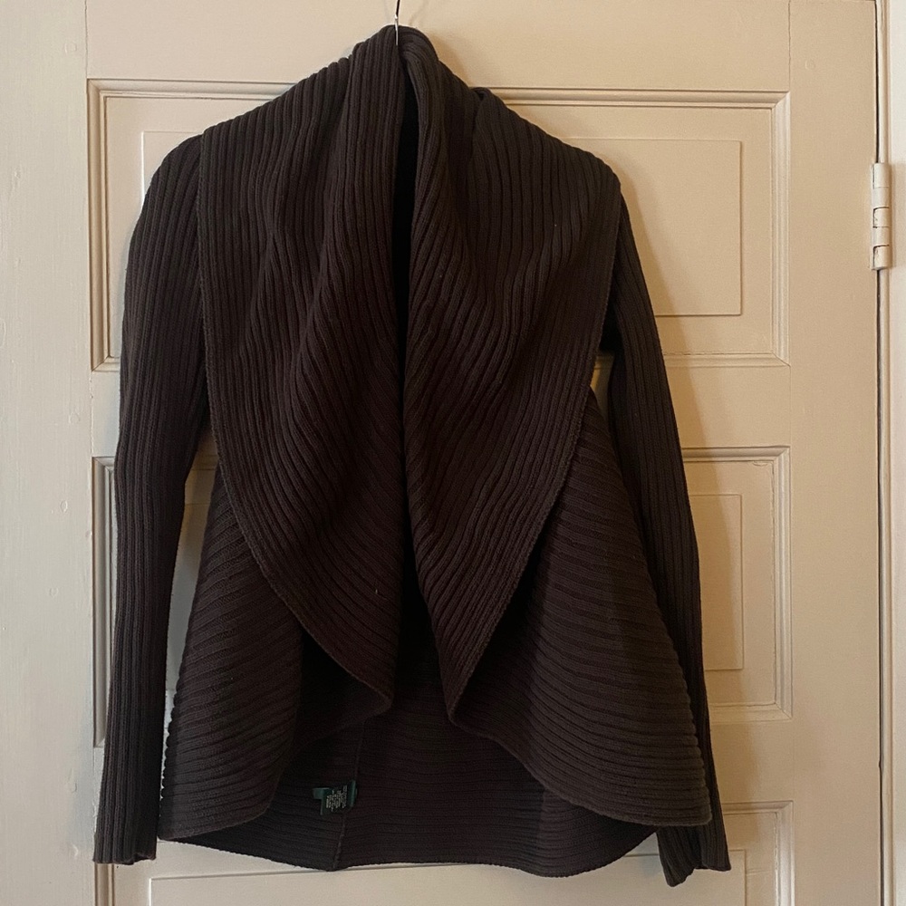 Ralph Lauren 100% cotton chocolate open drape cardigan